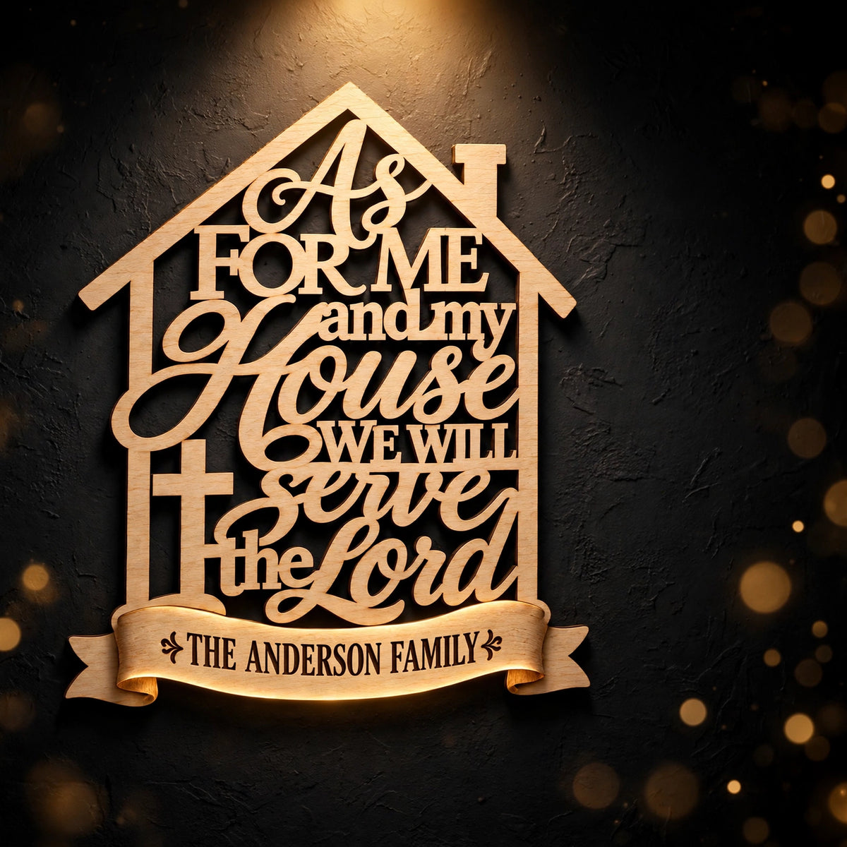 Personalized Family Name House Sign | Joshua 24:15 Christian Laser Cut File (Digital Download)