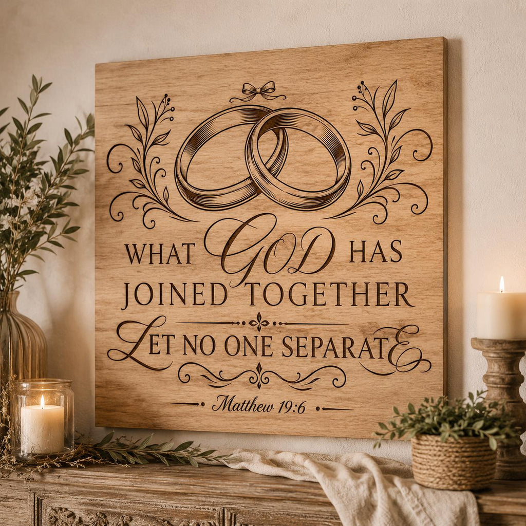 What God Has Joined Together SVG, Matthew 19:6 PNG, Christian Wedding Bible Verse Design, Marriage Laser Engraving File