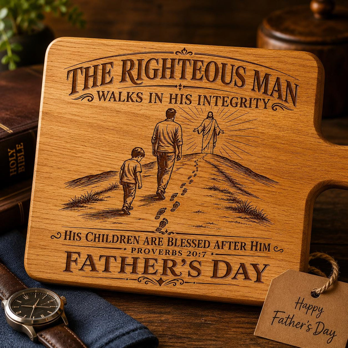 Proverbs 20:7 Bible Verse SVG Christian Father Design