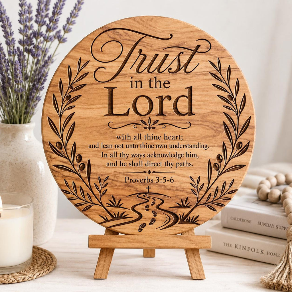 Trust in the Lord Svg, Proverbs 3:5-6 Christian Wall Art, Bible Verse Laser Engraving File for LightBurn Cricut