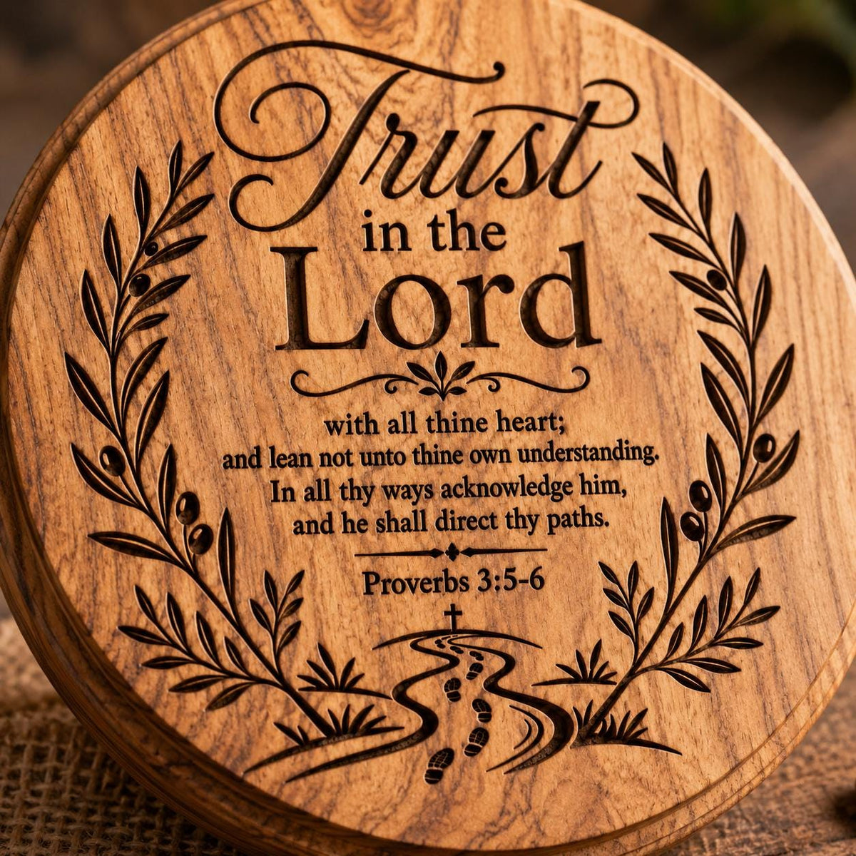 Trust in the Lord Svg, Proverbs 3:5-6 Christian Wall Art, Bible Verse Laser Engraving File for LightBurn Cricut