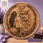 Faith Over Fear Christian Wall Art SVG, Psalm 56:3 Laser Engraving File