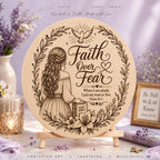 Faith Over Fear Christian Wall Art SVG, Psalm 56:3 Laser Engraving File