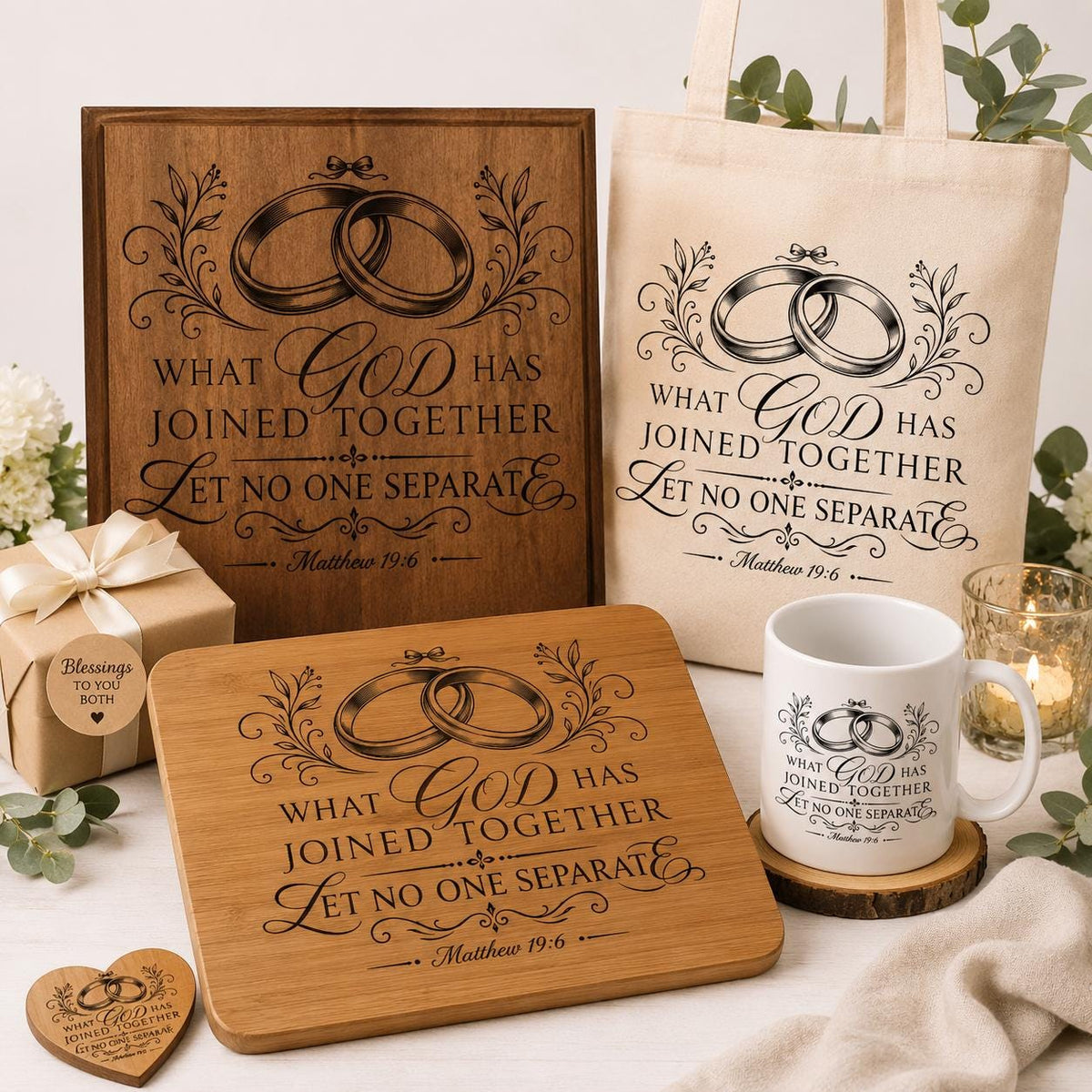 What God Has Joined Together SVG, Matthew 19:6 PNG, Christian Wedding Bible Verse Design, Marriage Laser Engraving File