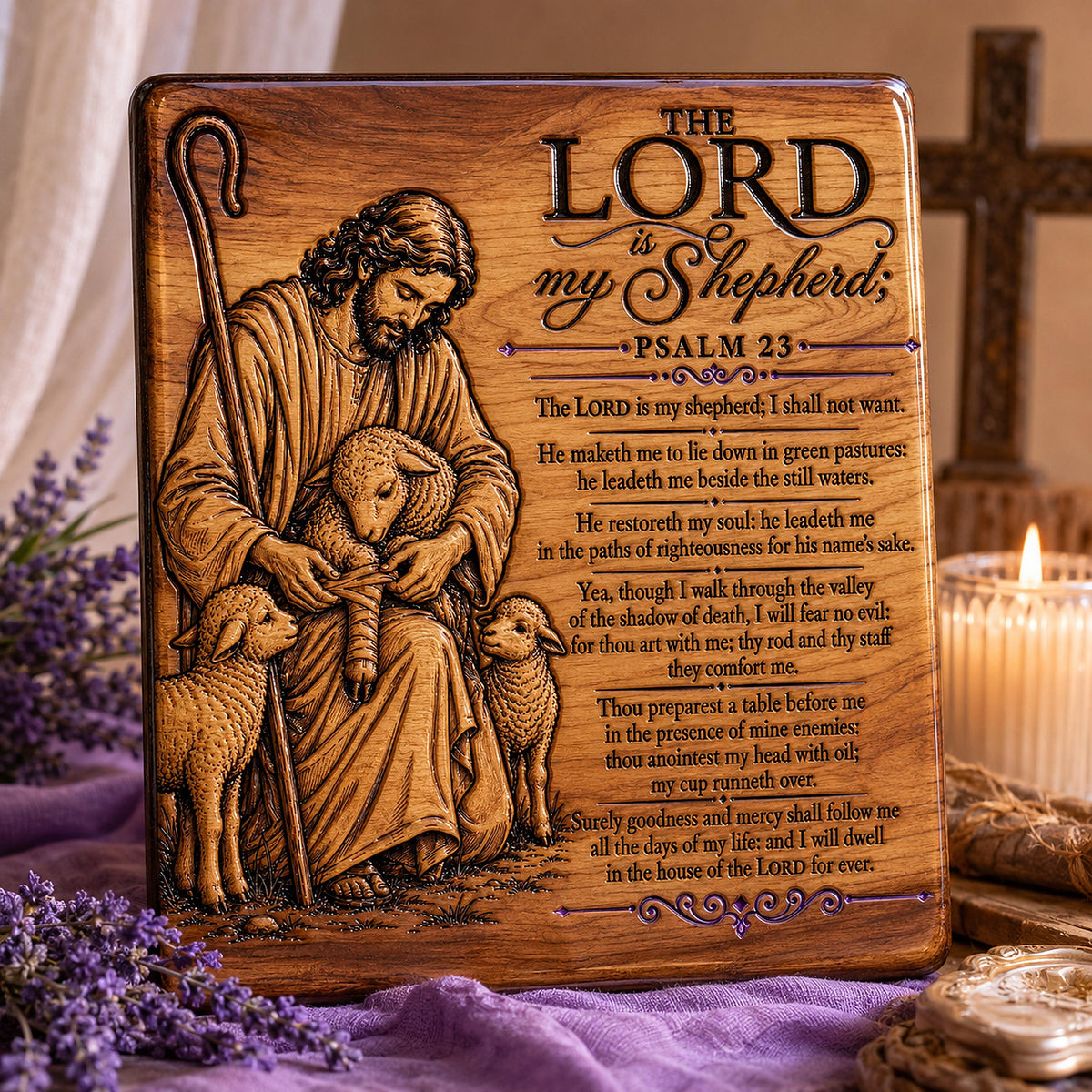 Psalm 23 Shepherd SVG, Christian Laser Engraving File