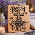 Rooted in Christ SVG, Christian Cross Laser Engraving File