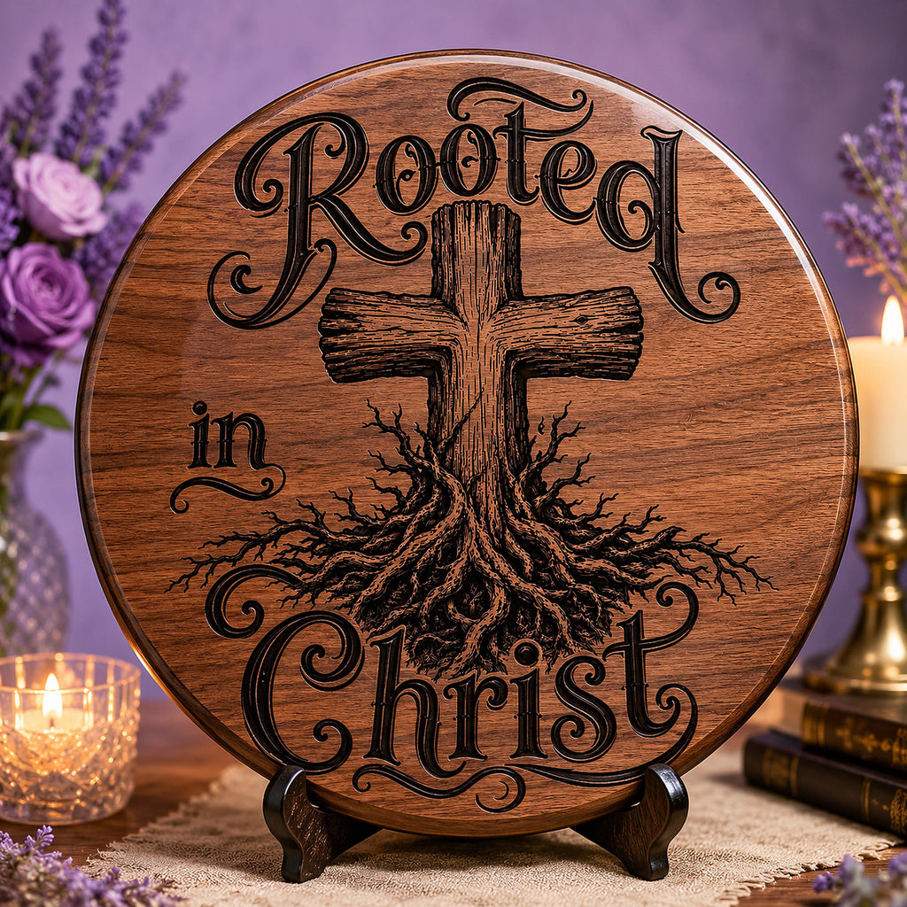 Rooted in Christ SVG, Christian Cross Laser Engraving File