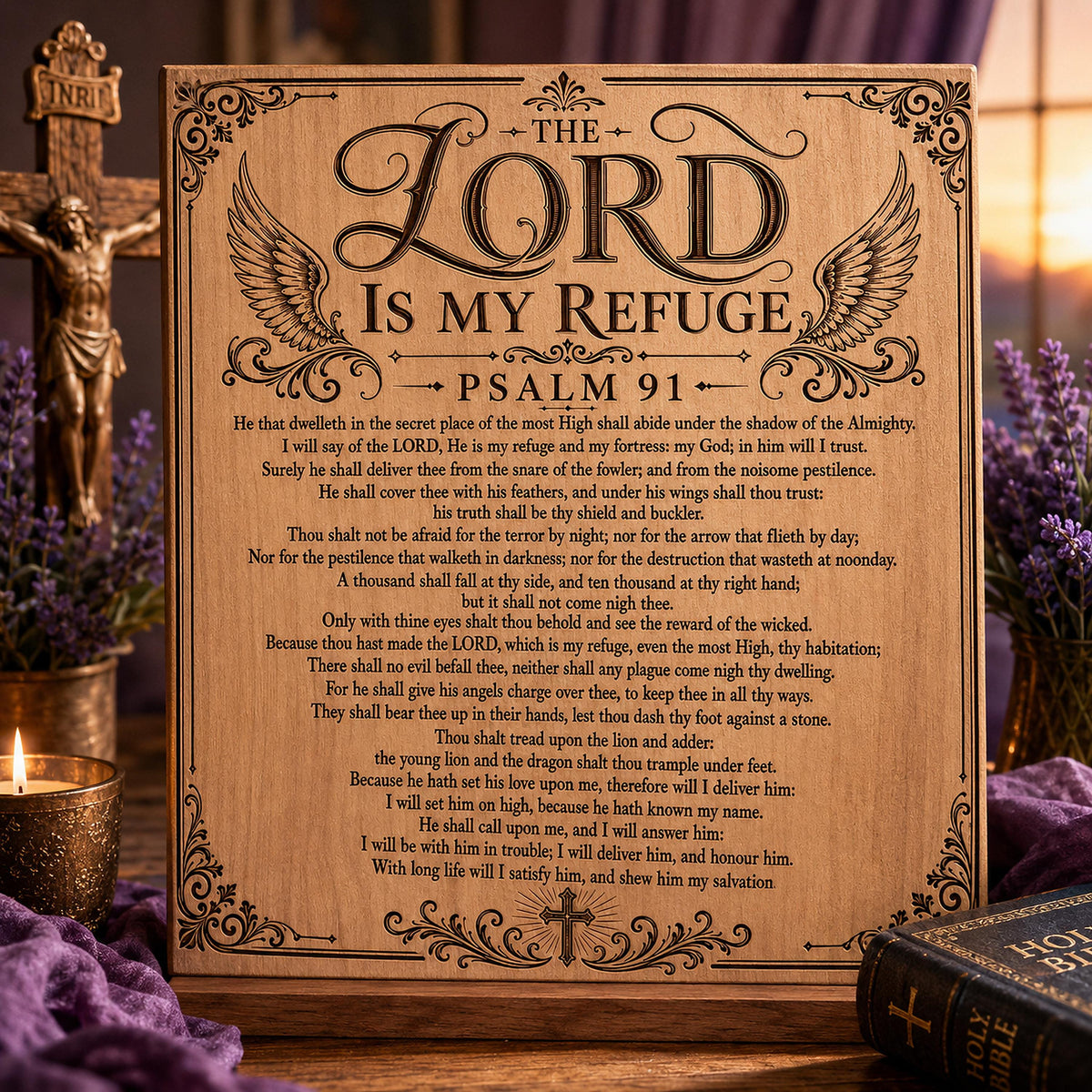 Psalm 91 SVG, Full KJV Protection Prayer Laser Engraving File
