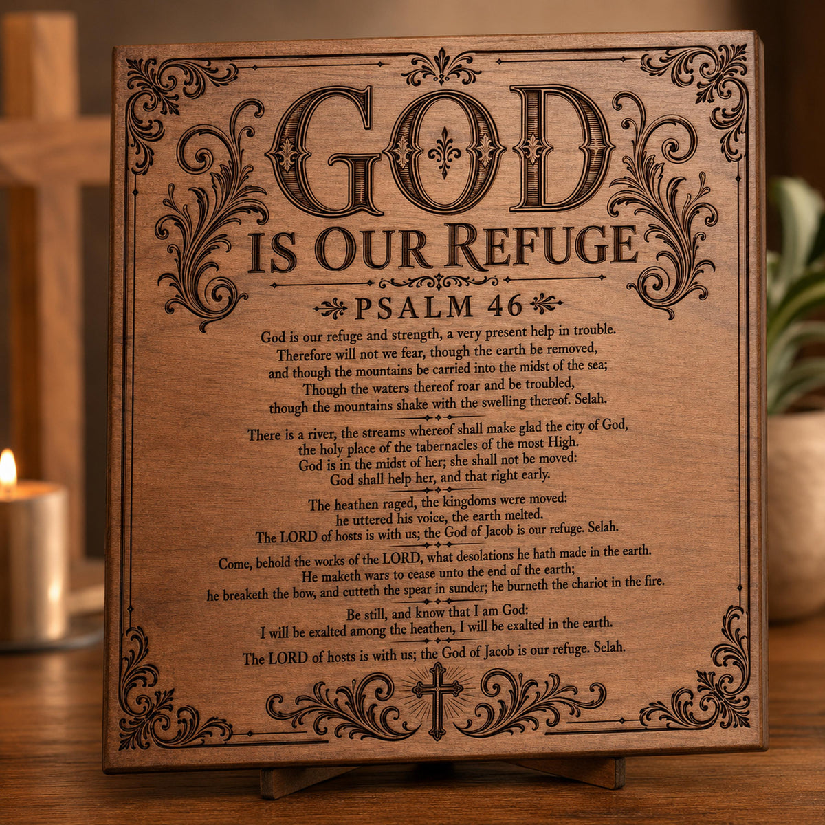 Psalm 46 SVG, Full KJV God Is Our Refuge Laser Engraving File