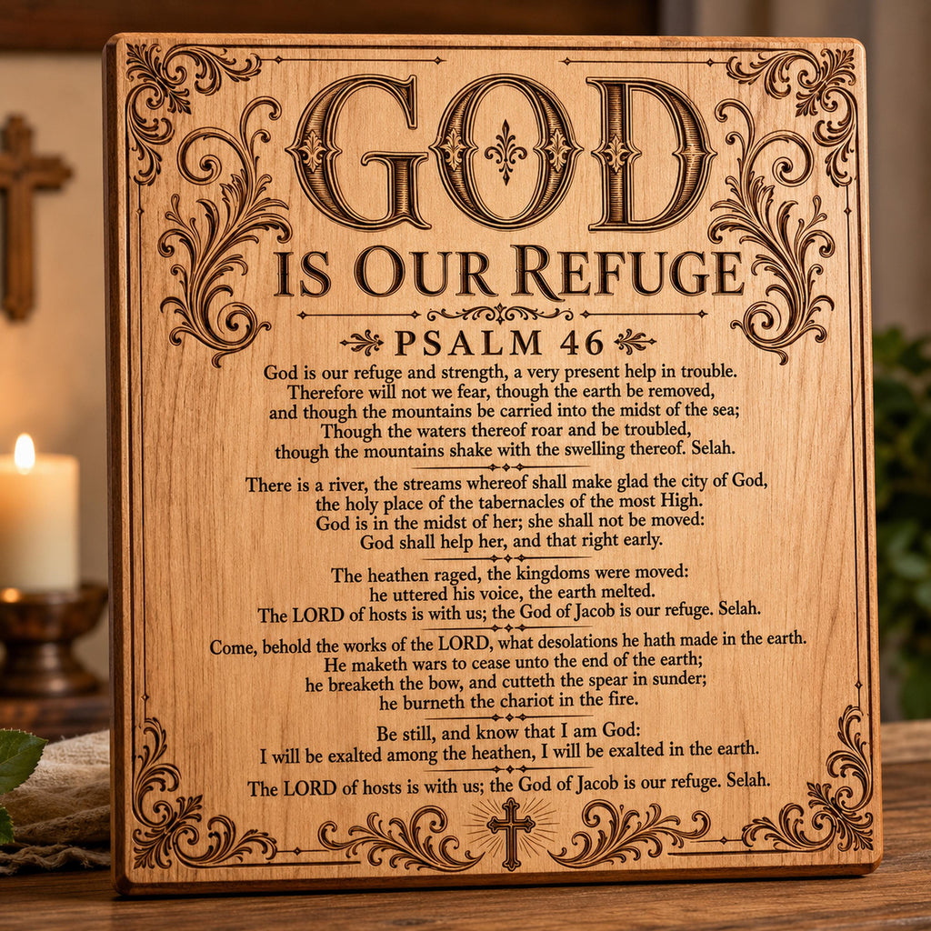 Psalm 46 SVG, Full KJV God Is Our Refuge Laser Engraving File