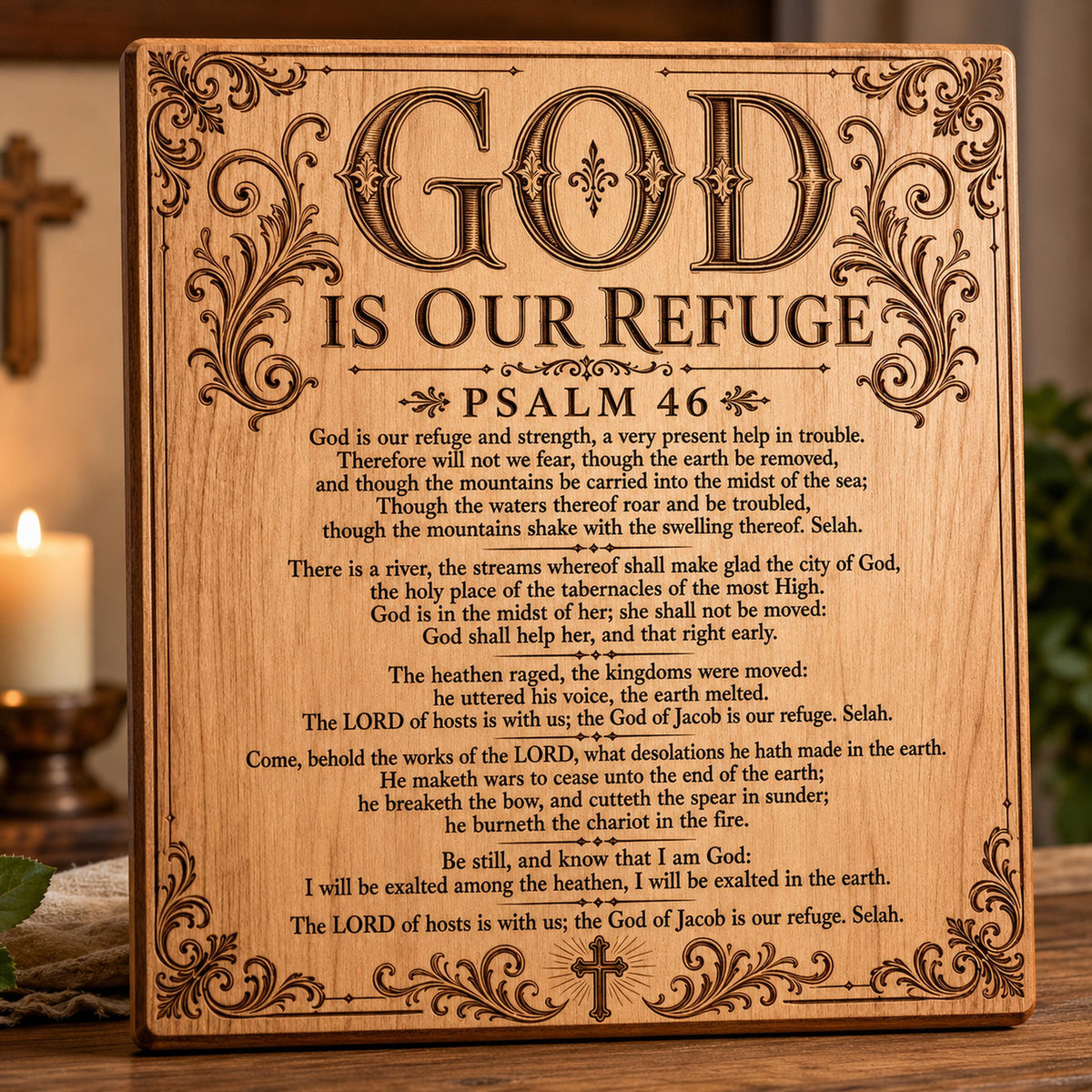 Psalm 46 SVG, Full KJV God Is Our Refuge Laser Engraving File