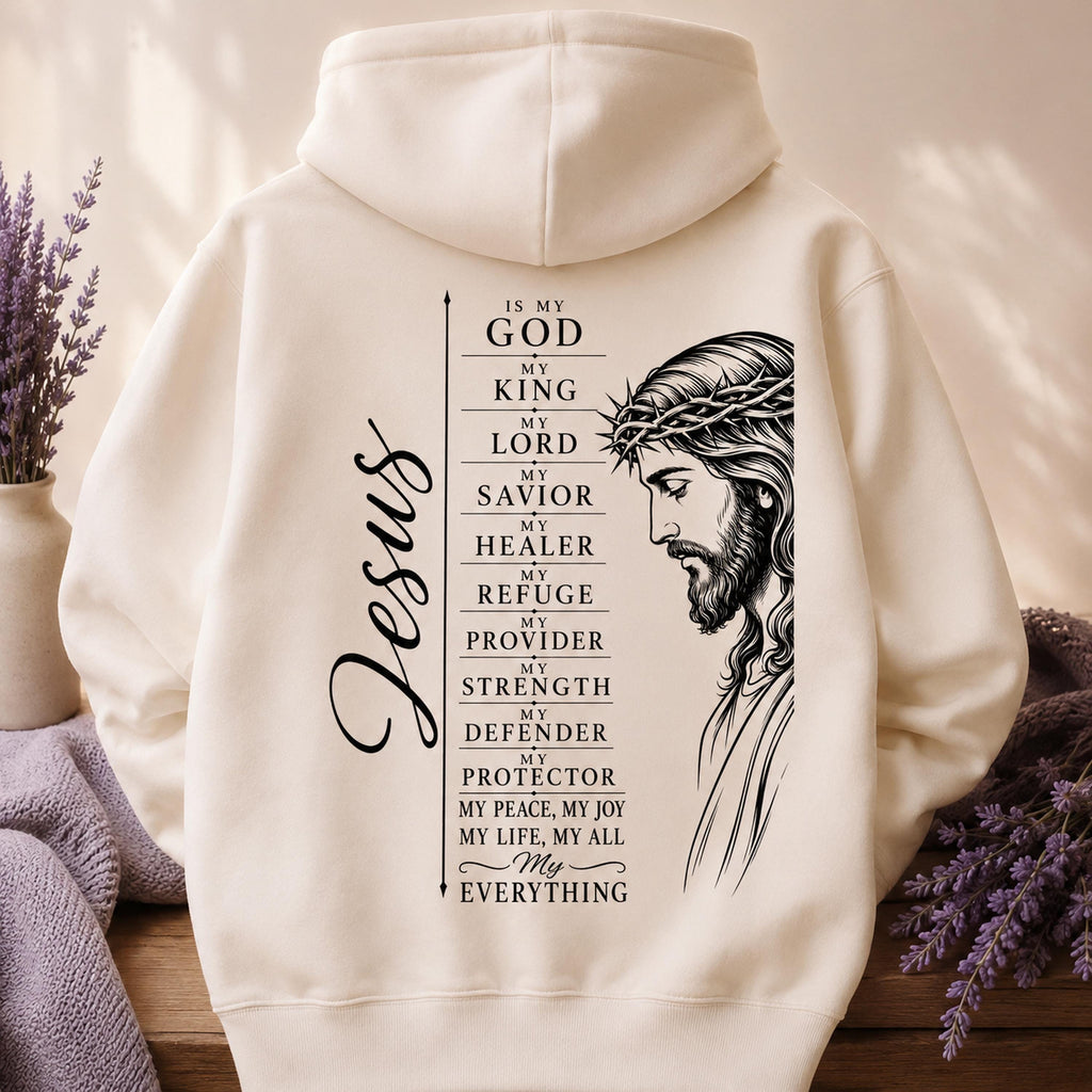 Jesus SVG Christian Wall Art, My God My King My Savior, Christian Quote PNG, Laser Engraving File