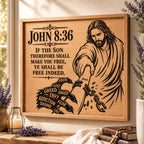 Jesus Freedom SVG, John 8:36 Bible Verse, Free Indeed Christian Wall Art, Addiction Recovery Laser Engraving File