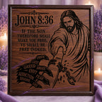 Jesus Freedom SVG, John 8:36 Bible Verse, Free Indeed Christian Wall Art, Addiction Recovery Laser Engraving File
