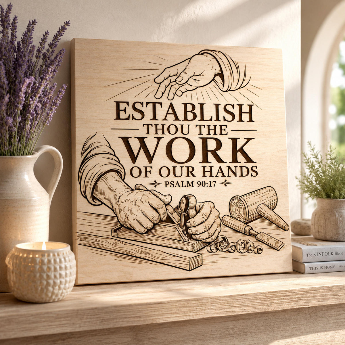 Psalm 90:17 Laser Engraving File, Christian Carpenter Workshop Sign (Digital Download)