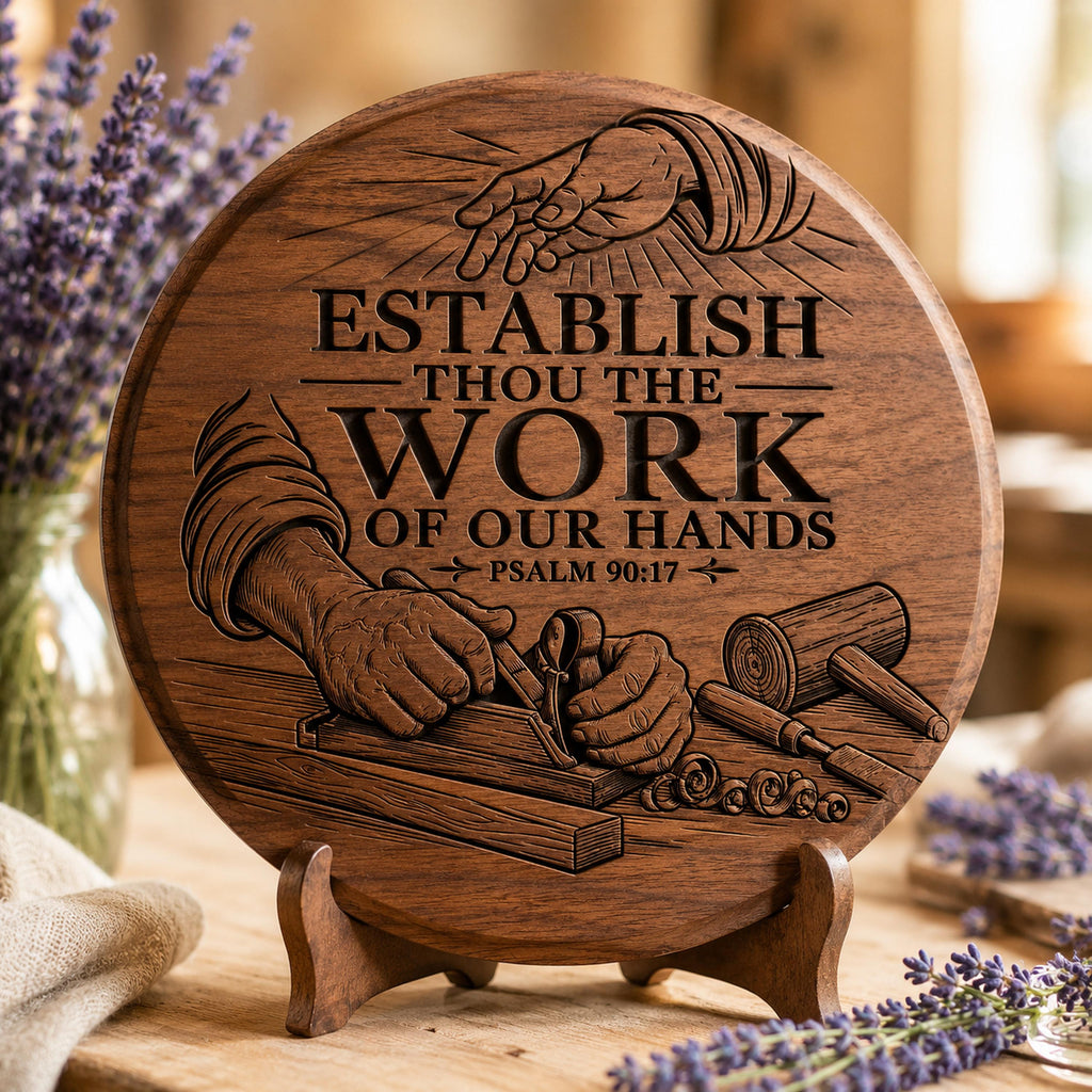 Psalm 90:17 Laser Engraving File, Christian Carpenter Workshop Sign (Digital Download)