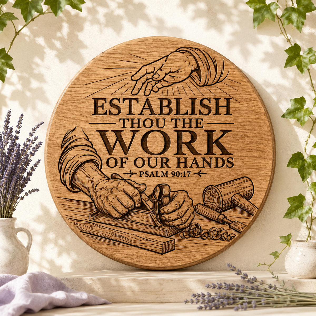 Psalm 90:17 Laser Engraving File, Christian Carpenter Workshop Sign (Digital Download)