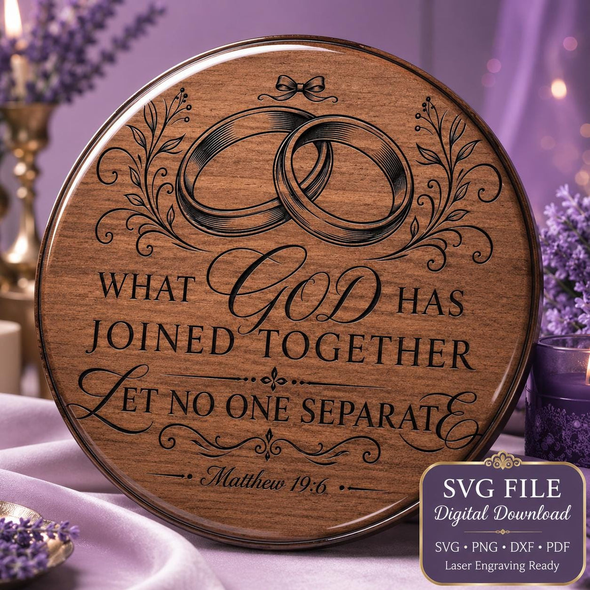 What God Has Joined Together SVG, Matthew 19:6 PNG, Christian Wedding Bible Verse Design, Marriage Laser Engraving File