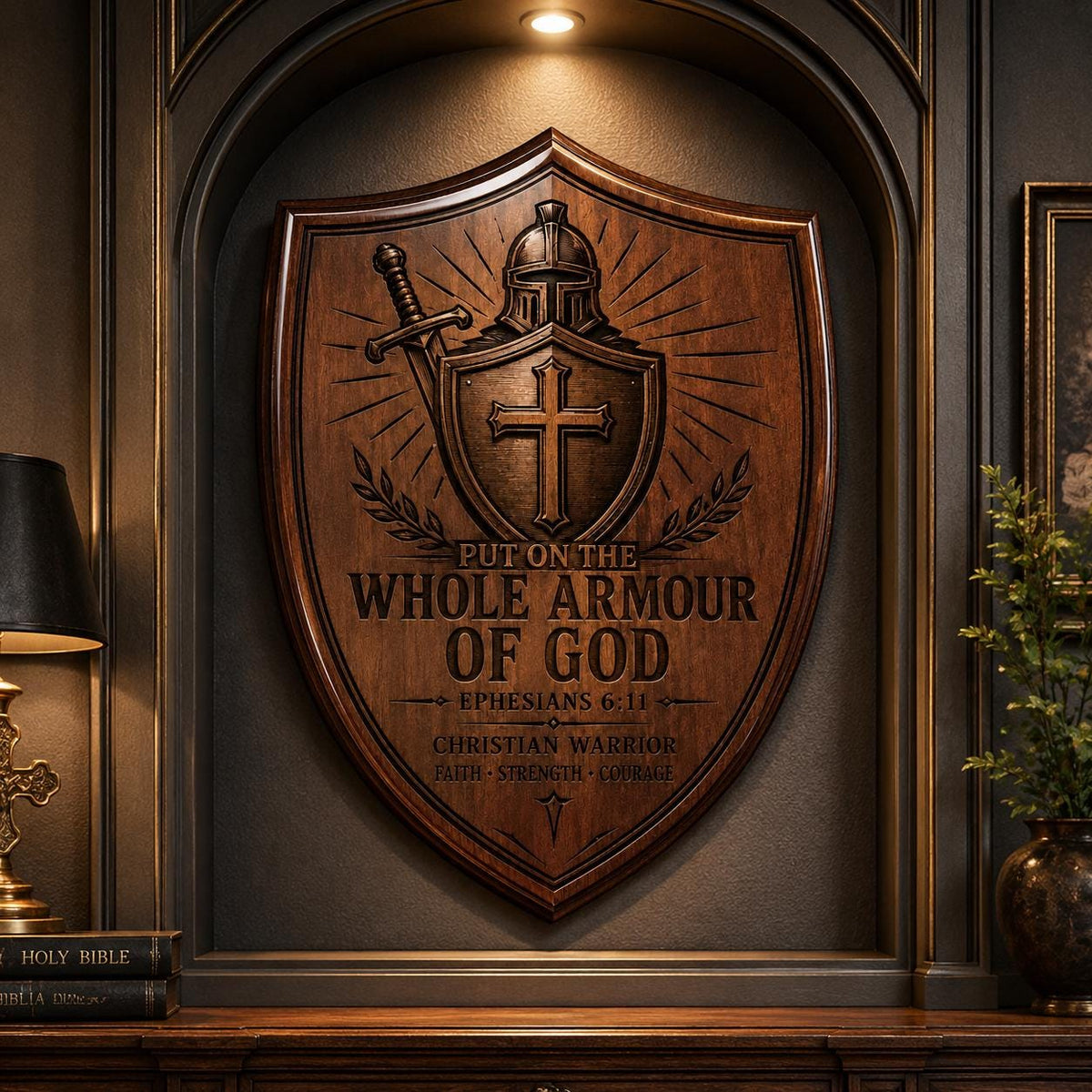 Ephesians 6:11 SVG, Whole Armour of God Warrior Shield, Christian Laser Engraving File