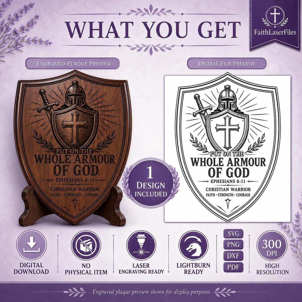 Ephesians 6:11 SVG, Whole Armour of God Warrior Shield, Christian Laser Engraving File