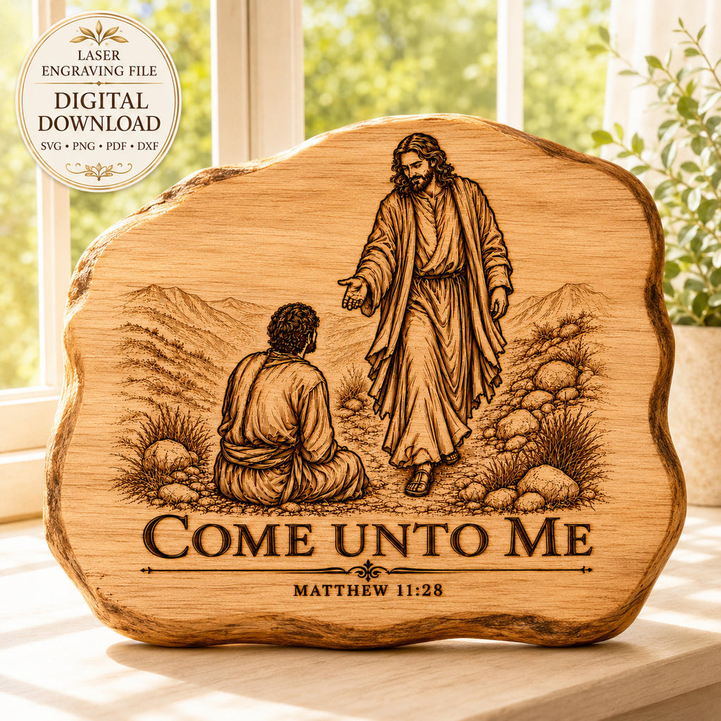 Matthew 11:28 Come Unto Me Jesus SVG, Christian Laser Engraving File (Digital Download)