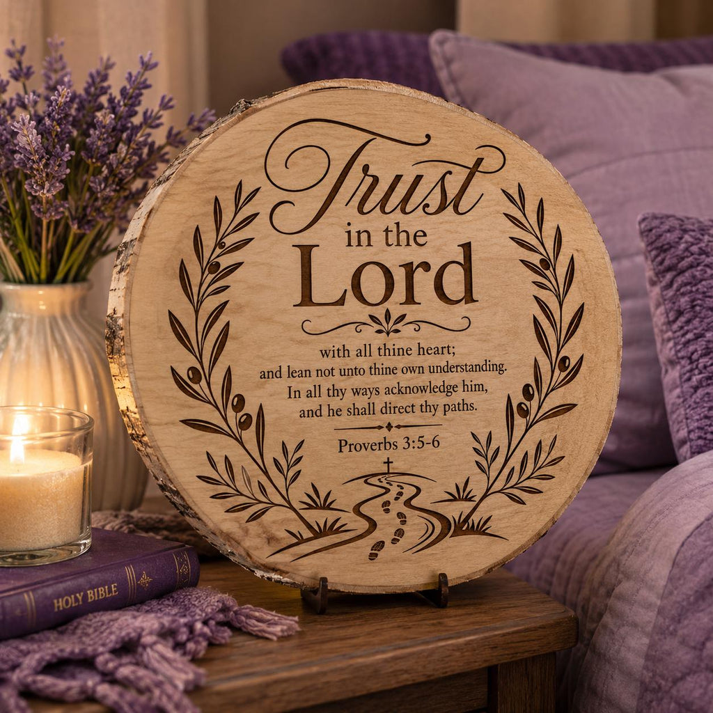 Trust in the Lord Svg, Proverbs 3:5-6 Christian Wall Art, Bible Verse Laser Engraving File for LightBurn Cricut