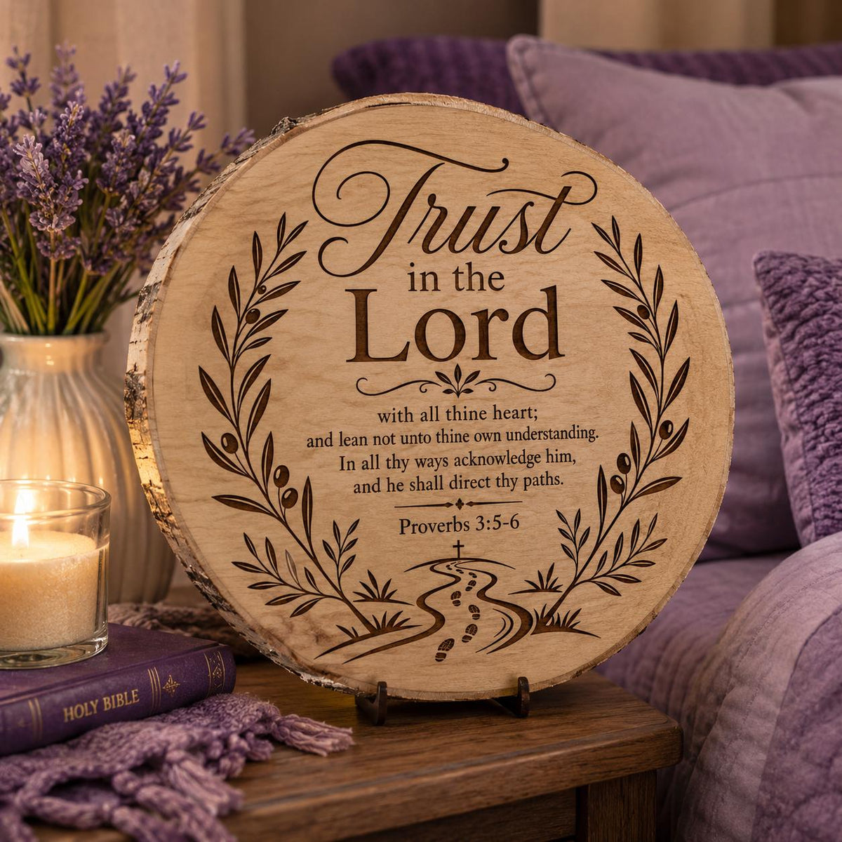 Trust in the Lord Svg, Proverbs 3:5-6 Christian Wall Art, Bible Verse Laser Engraving File for LightBurn Cricut