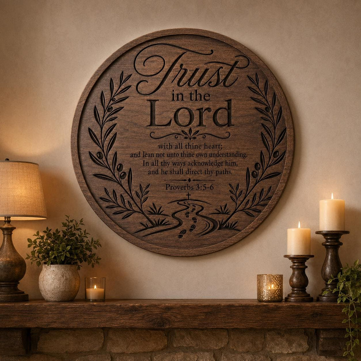 Trust in the Lord Svg, Proverbs 3:5-6 Christian Wall Art, Bible Verse Laser Engraving File for LightBurn Cricut
