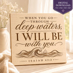 Isaiah 43:2 SVG, Through Deep Waters Bible Verse, Christian Encouragement Gift, Laser Engraving File