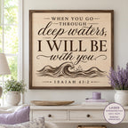 Isaiah 43:2 SVG, Through Deep Waters Bible Verse, Christian Encouragement Gift, Laser Engraving File