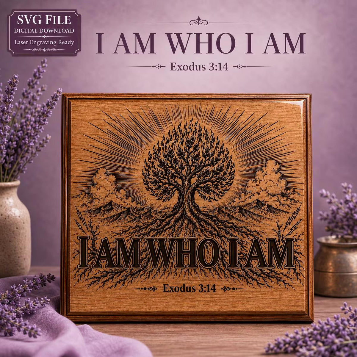 I Am Who SVG, Exodus 3:14 Burning Bush Design (Digital Download)