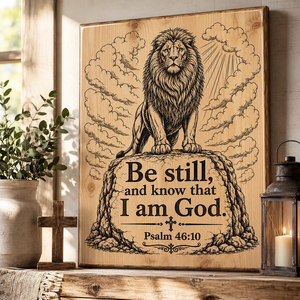 Be Still Lion SVG, Psalm 46:10 Christian Laser Engraving File