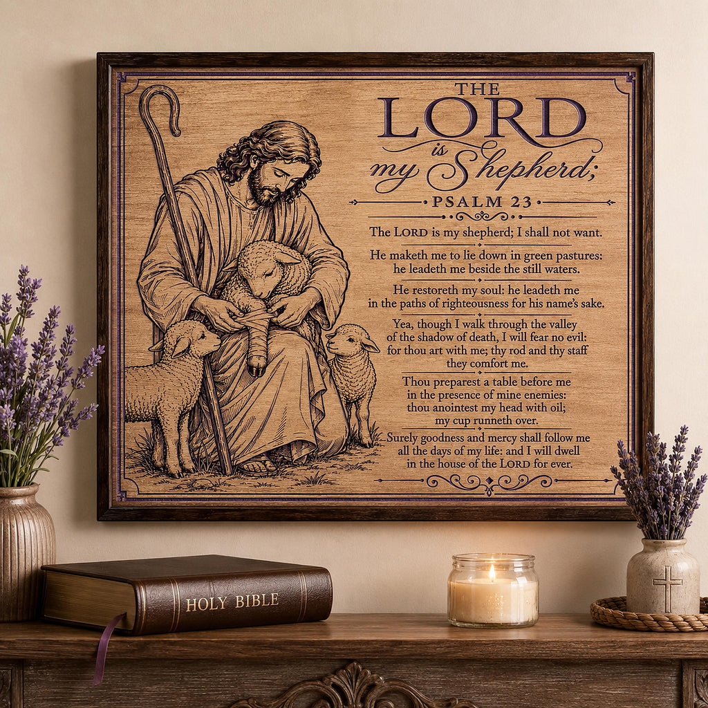 Psalm 23 Shepherd SVG, Christian Laser Engraving File