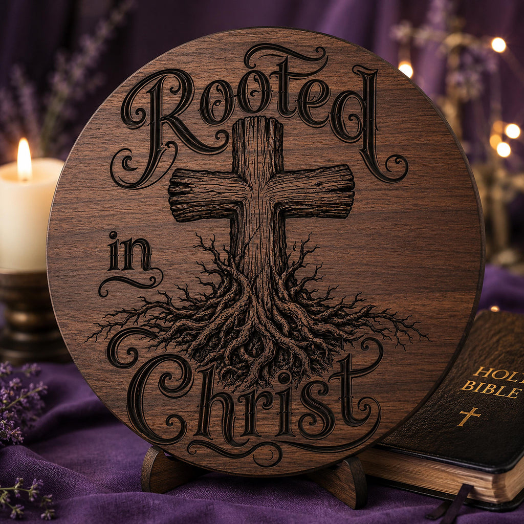 Rooted in Christ SVG, Christian Cross Laser Engraving File