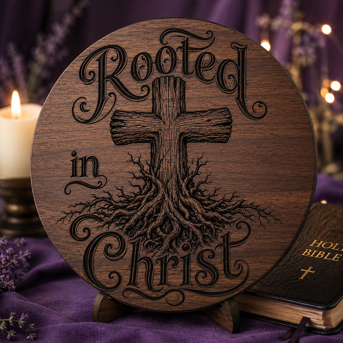 Rooted in Christ SVG, Christian Cross Laser Engraving File