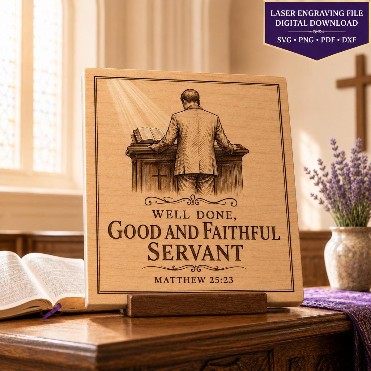 Matthew 25:23 Pastor Appreciation SVG Well Done Good and Faithful Servant Laser Engraving File