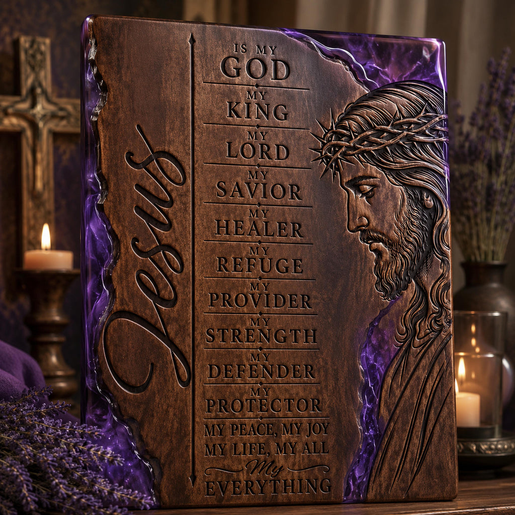 Jesus SVG Christian Wall Art, My God My King My Savior, Christian Quote PNG, Laser Engraving File