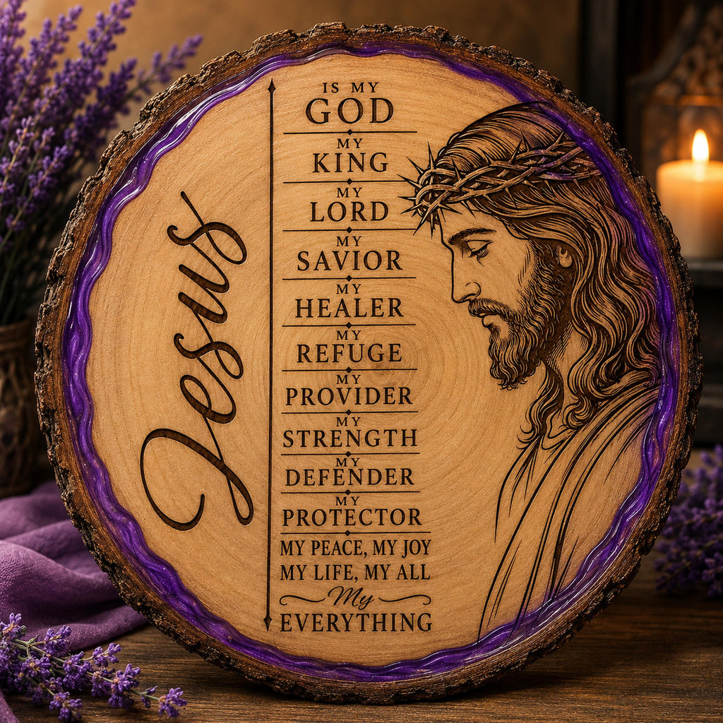 Jesus SVG Christian Wall Art, My God My King My Savior, Christian Quote PNG, Laser Engraving File