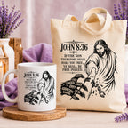 Jesus Freedom SVG, John 8:36 Bible Verse, Free Indeed Christian Wall Art, Addiction Recovery Laser Engraving File