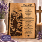 Psalm 23 SVG Laser Engraving File, Christian Shepherd Bible Verse (Digital Download)