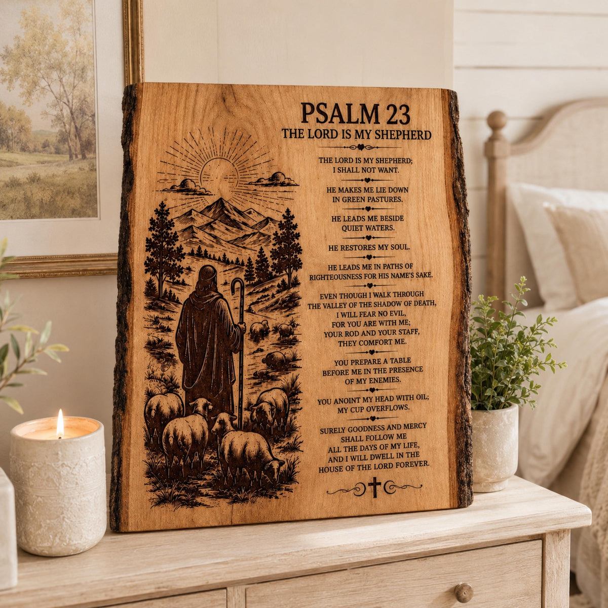 Psalm 23 SVG Laser Engraving File, Christian Shepherd Bible Verse (Digital Download)