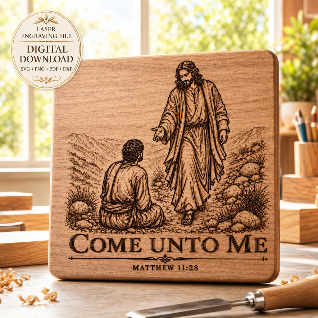 Matthew 11:28 Come Unto Me Jesus SVG, Christian Laser Engraving File (Digital Download)