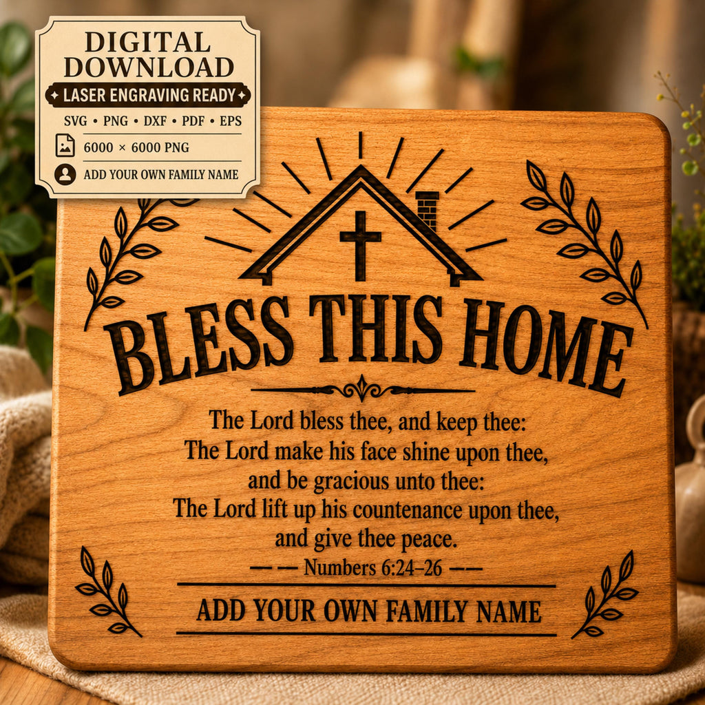 Numbers 6 24–26 SVG Bless This Home Bible Verse Design