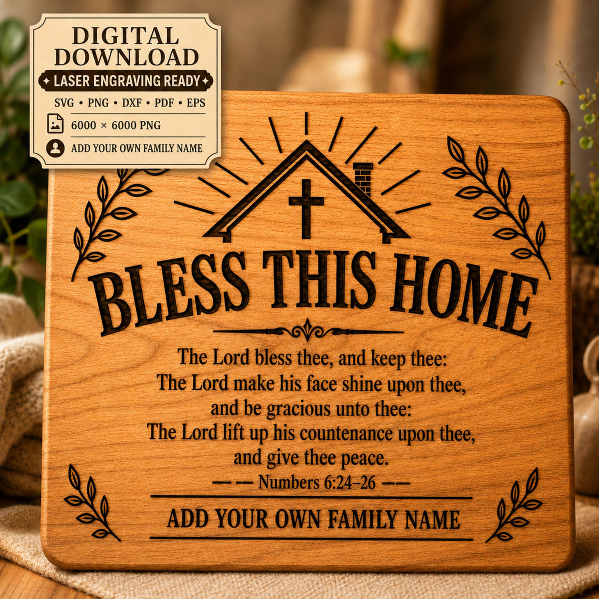 Numbers 6 24–26 SVG Bless This Home Bible Verse Design