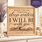 Isaiah 43:2 SVG, Through Deep Waters Bible Verse, Christian Encouragement Gift, Laser Engraving File