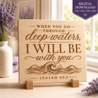 Isaiah 43:2 SVG, Through Deep Waters Bible Verse, Christian Encouragement Gift, Laser Engraving File