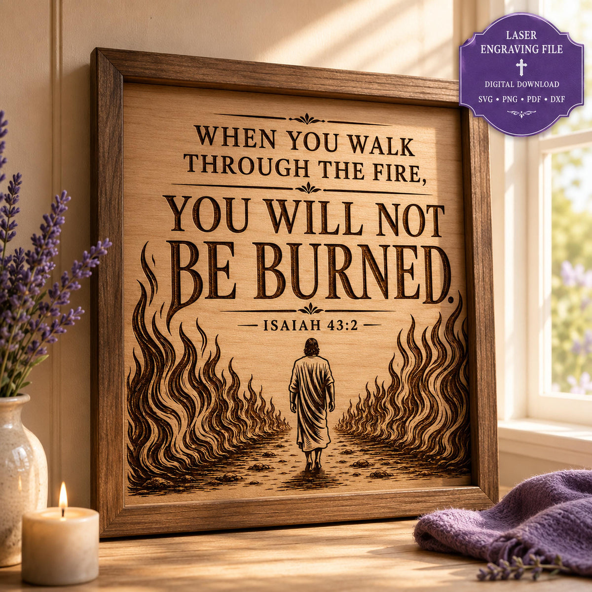 Isaiah 43:2 Bible Verse SVG Through the Fire Design