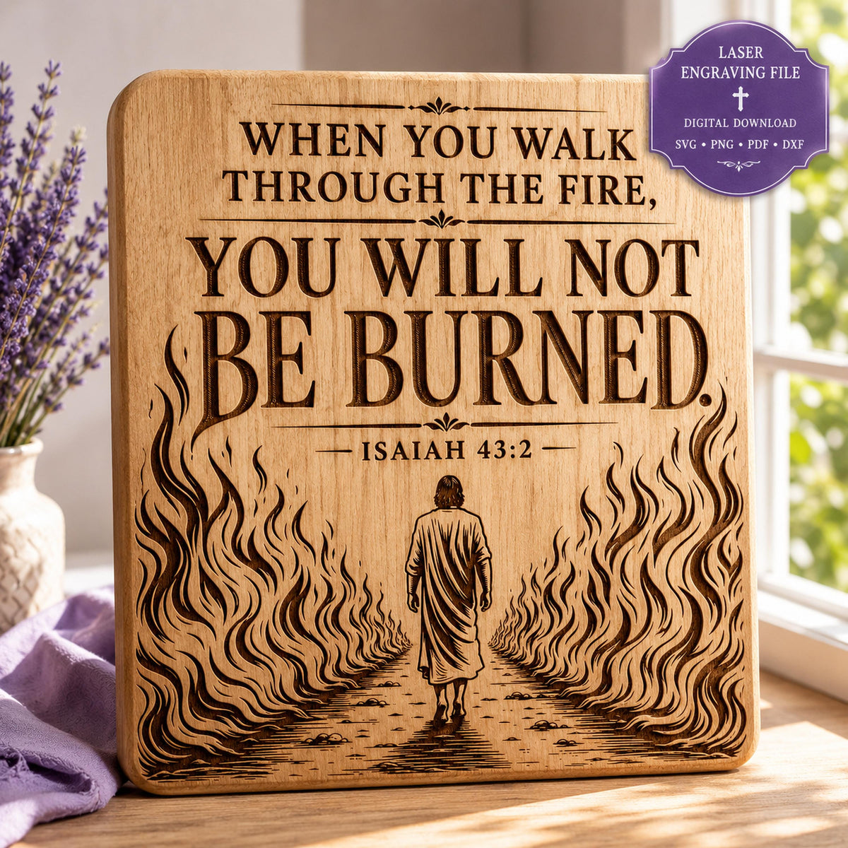 Isaiah 43:2 Bible Verse SVG Through the Fire Design