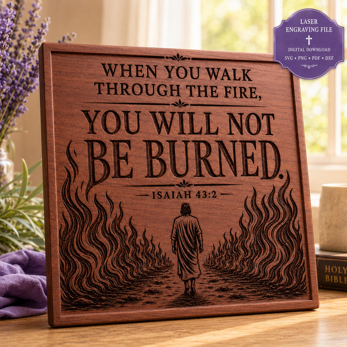 Isaiah 43:2 Bible Verse SVG Through the Fire Design