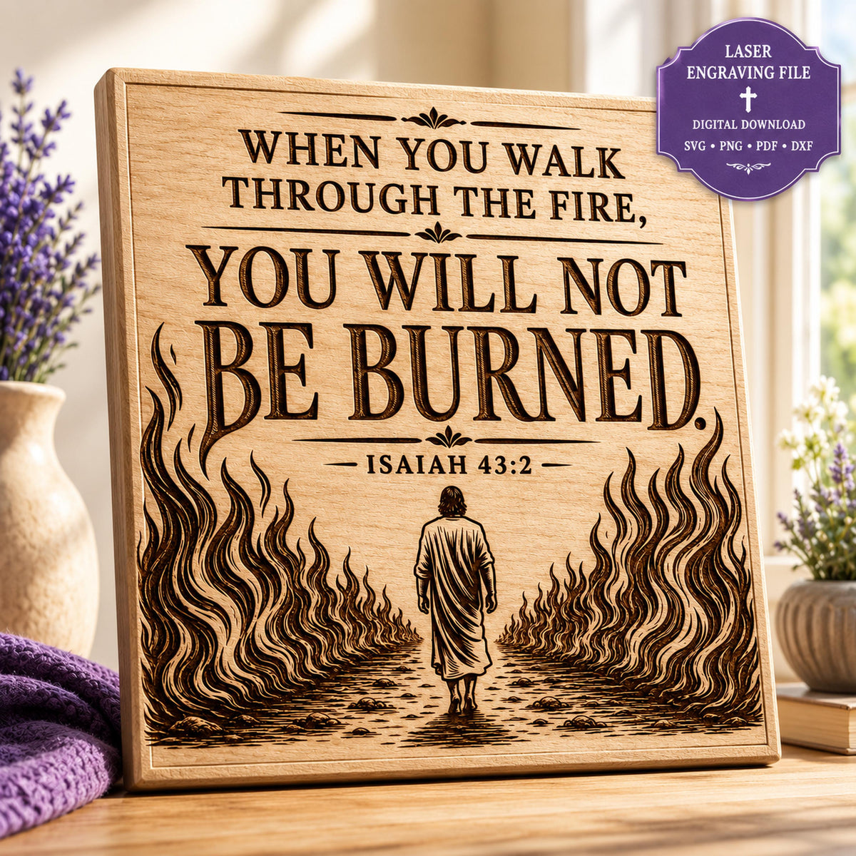 Isaiah 43:2 Bible Verse SVG Through the Fire Design